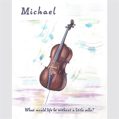 Custom Cello Watercolor Art Print with Your Personal Saying,by myDaVinci - myDaVinci